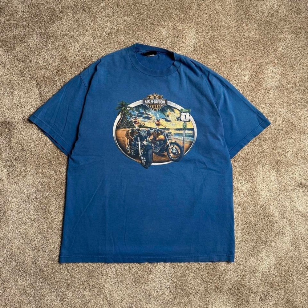 BLUE HARLEY DAVIDSON "KEY WEST" GRAPHIC TEE